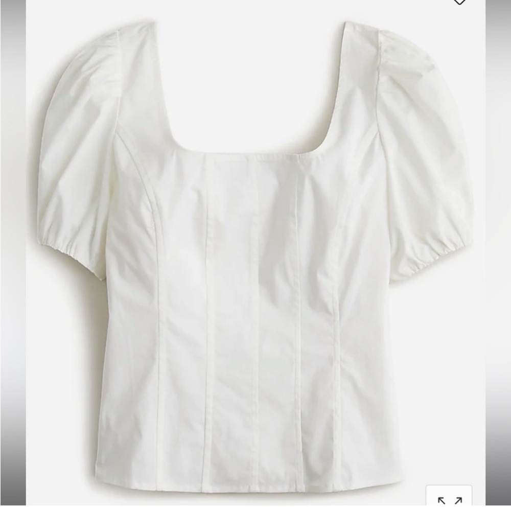 J. Crew White Puffed Sleeve Blouse